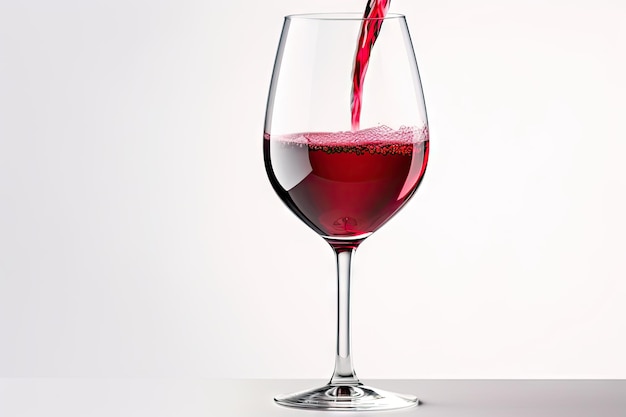 Isolated red wine in a glass on white background