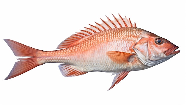 Isolated Sea Fish Elevation Side View