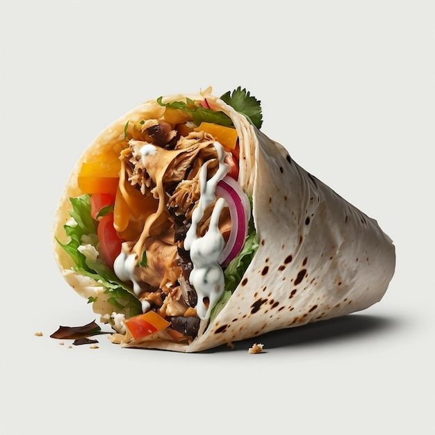 Isolated Shawarma on White and Black Background Generative AI