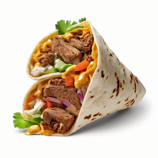 Isolated Shawarma on White and Black Background Generative AI