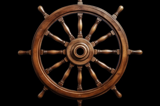 Isolated ship steering wheel on white background