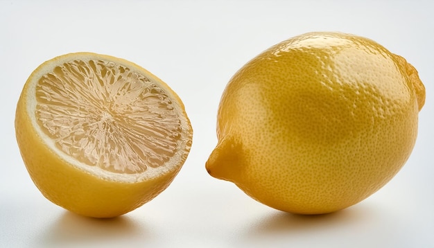 Isolated Single Lemon on White Background