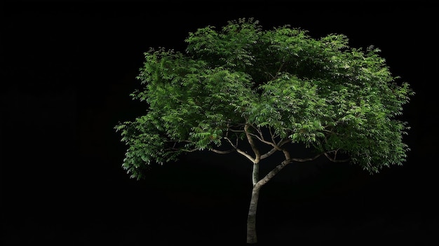 Photo isolated single tree with clipping path and alpha channel on black background generative ai