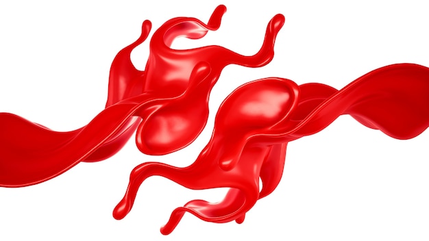 Isolated splash of red liquid on a white background