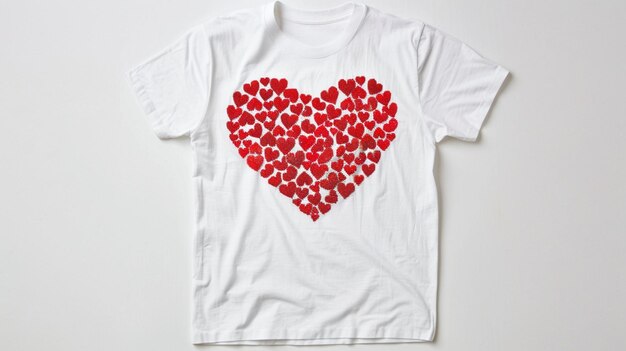 Photo isolated sport uniform on a white backgroundblank white tshirt with heart decora modern front