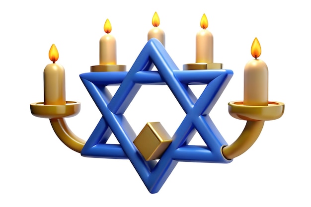 Isolated Star of David with Hanukkah Candles on White Background for Infographics on Religious Symbo