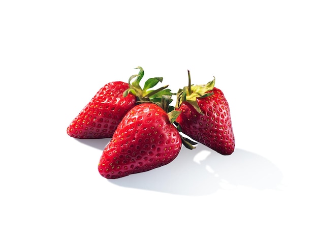 Isolated strawberry a few strawberries fruit isolated on white background