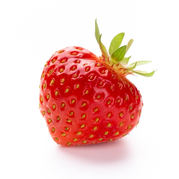 Isolated strawberry. Single strawberry fruit isolated on white space, with clipping path - Image