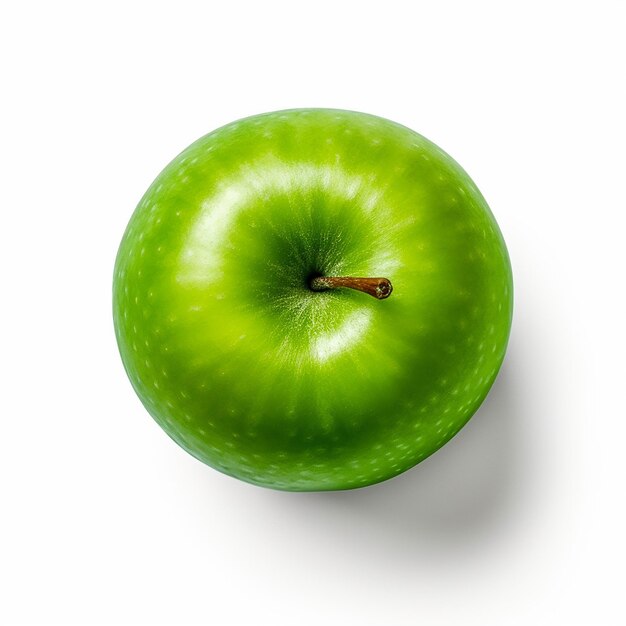 Isolated Top View of Green Apple