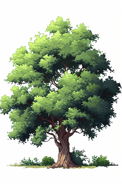 Isolated tree Pixel art retro 8 bit white background