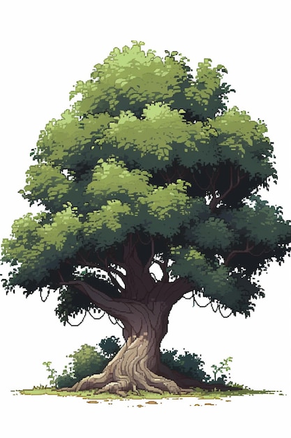 Isolated tree Pixel art retro 8 bit white background