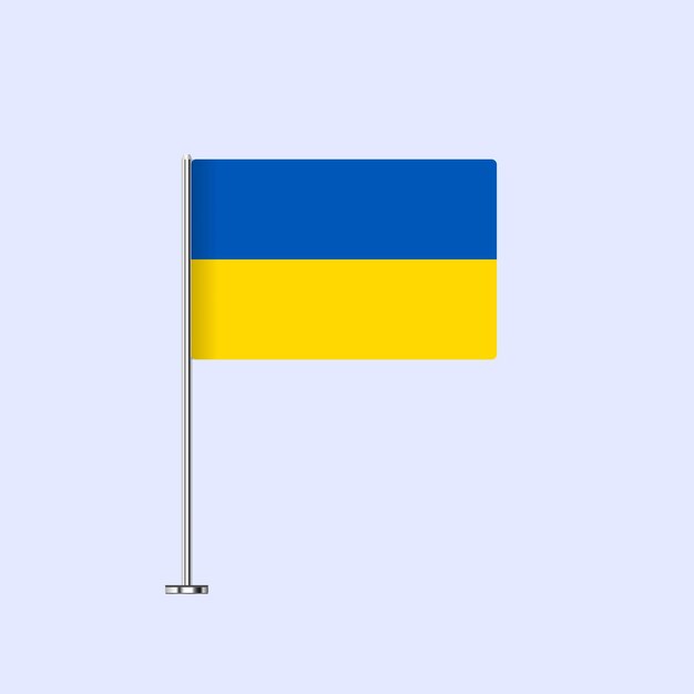 Photo isolated ukraine table flag on pole ukrainian flag vector design for print and web