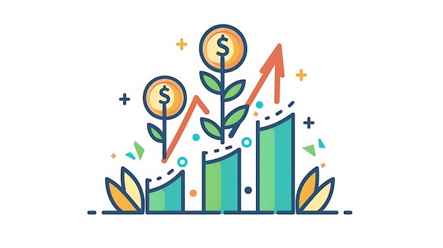 Photo isolated vector icon of profit growth