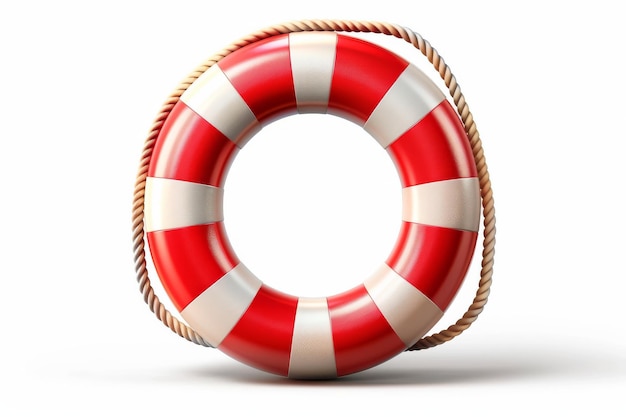 Isolated vector illustration of a lifebuoy ring with red and white stripes ready for summer swimmin