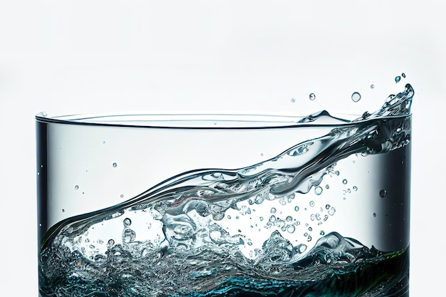 Isolated Water Waves In the Glass With Water Bubbles On White Background 1