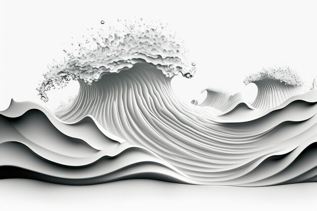 Isolated water waves on a white background