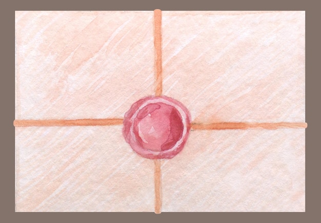 isolated watercolor element Envelope with sealing wax