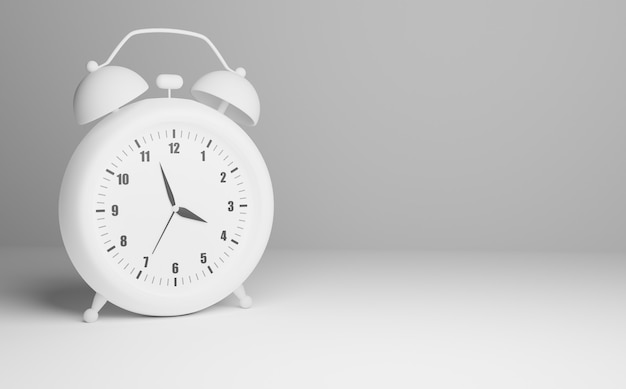 Isolated white alarm clock , 3d render