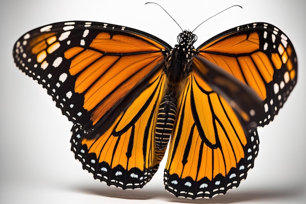 Isolated on a white backdrop a lovely monarch butterfly