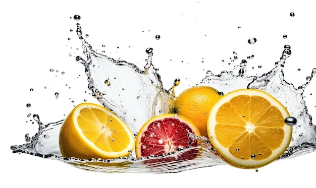 Isolated white background highlights fresh fruits and water Creating using generative AI tools