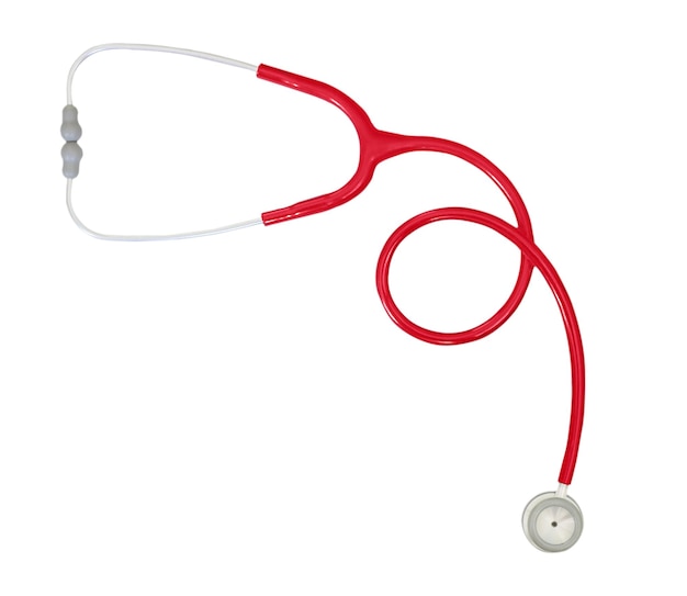 Isolated on white background red stethoscope for newborns