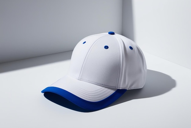 Isolated White and Blue Cap Rendered in High Quality 3D