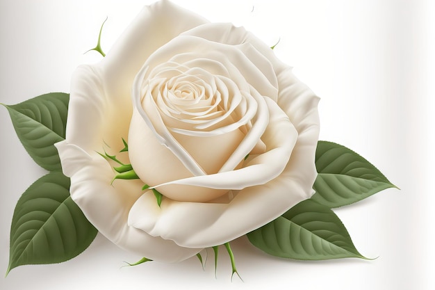 Isolated white rose on a white backdrop