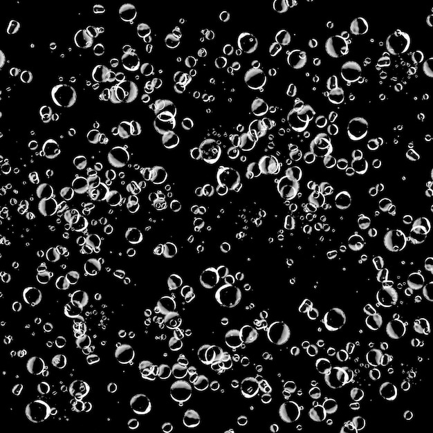 Isolated white water bubbles on black background