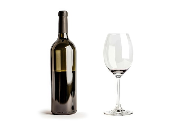 Photo isolated wine bottle and glass