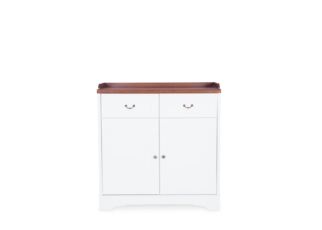 Isolated wood cabinet on white background