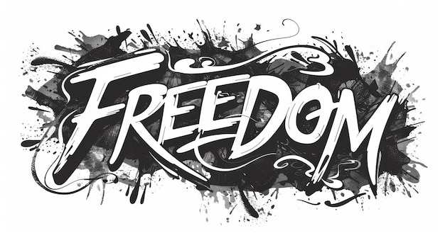 Photo an isolated word 39freedom39 with spray paint effects written in graffitistyle lettering on a transparent background