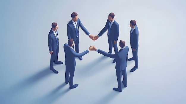 Photo isometric 3d flat vector of businessmen making a handshake symbolizing successful business ventures