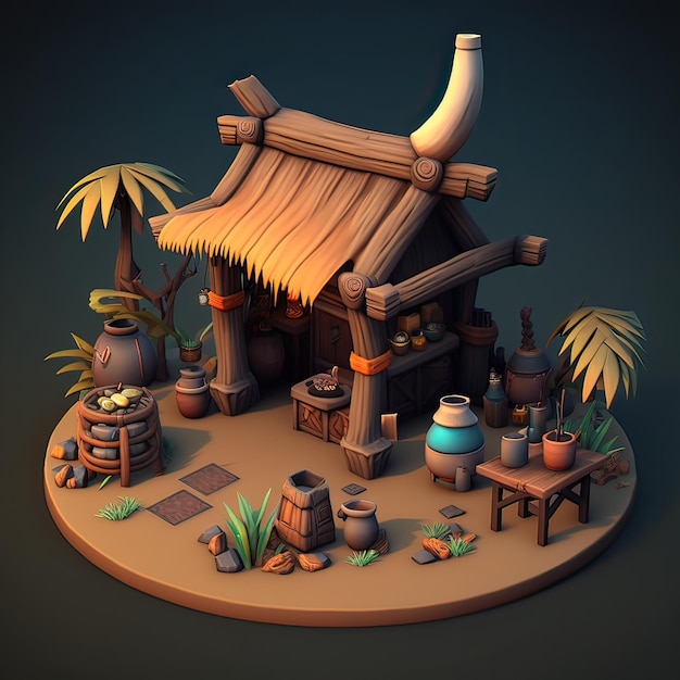 Isometric 3d hut Generative AI