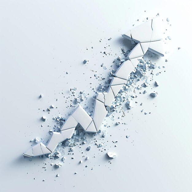 Photo isometric 3d rendering of a falling financial arrow