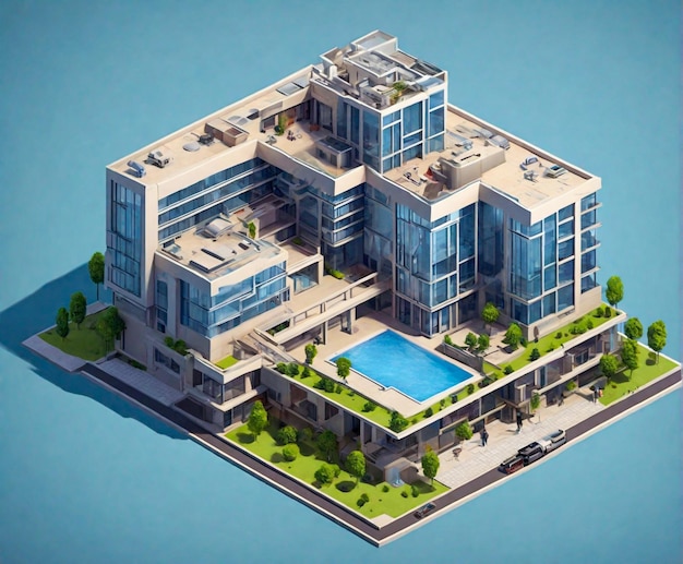 Isometric 3d View of Building