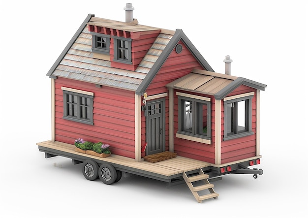 Photo isometric 3d view of tiny house model white background