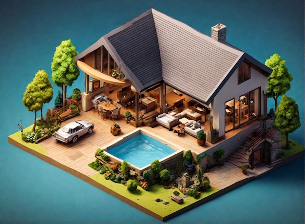 isometric 3D View wait House