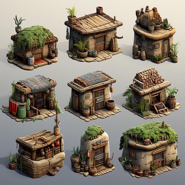 Isometric African Tribes House