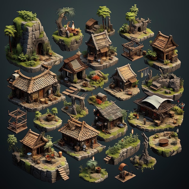 Isometric African Tribes House