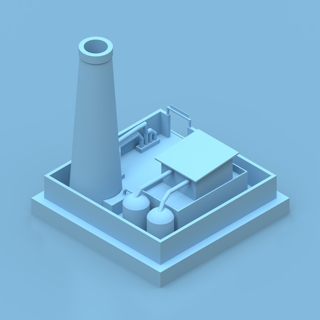 Isometric blue factory render