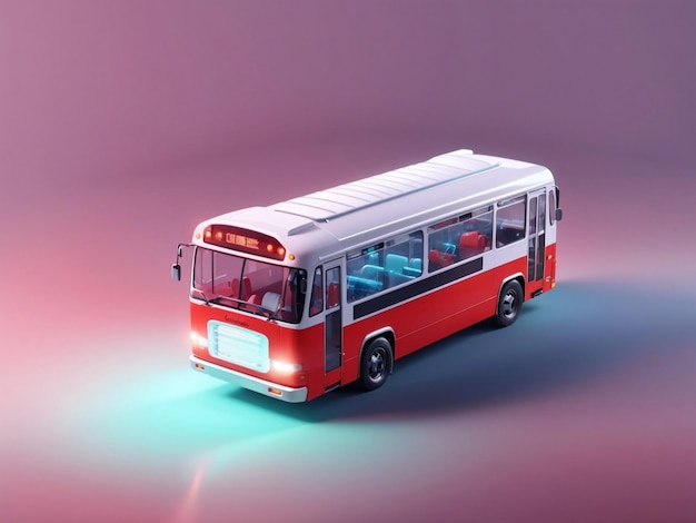 Isometric Bus colorful city bus with gradient background generative ai