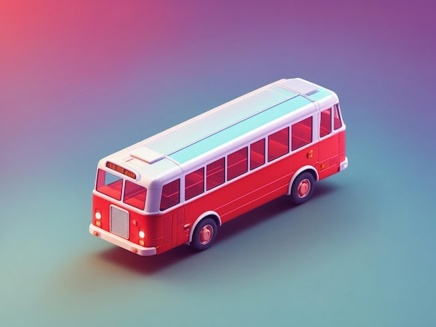 Isometric Bus colorful city bus with gradient background generative ai