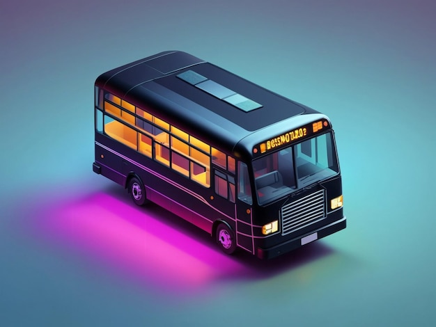 Isometric Bus colorful city bus with gradient background generative ai