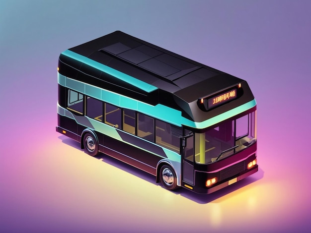 Isometric Bus colorful city bus with gradient background generative ai