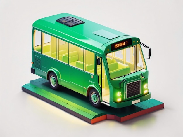 Isometric Bus colorful city bus with gradient background generative ai