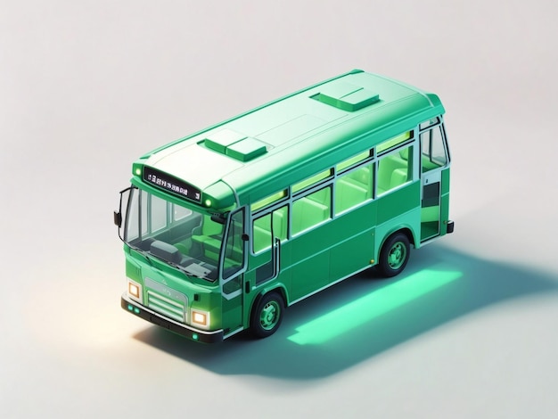 Isometric Bus colorful city bus with gradient background generative ai