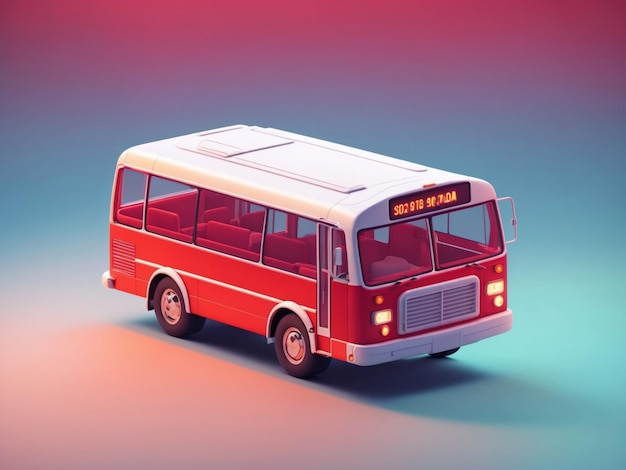 Isometric Bus colorful city bus with gradient background generative ai