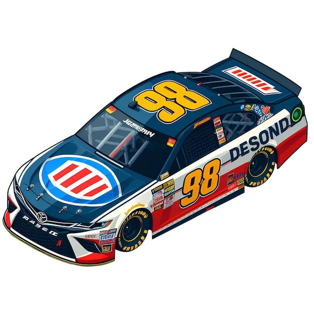 Photo isometric cartoon nascar car on white background