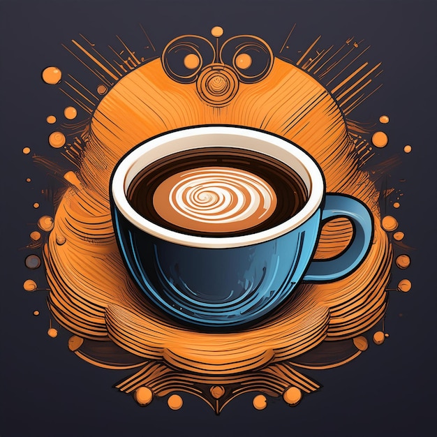 Isometric Coffee Cup Symphony Realistic Masterpiece for TShirt Design with logo