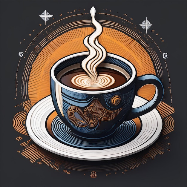 Isometric Coffee Cup Symphony Realistic Masterpiece for TShirt Design with logo